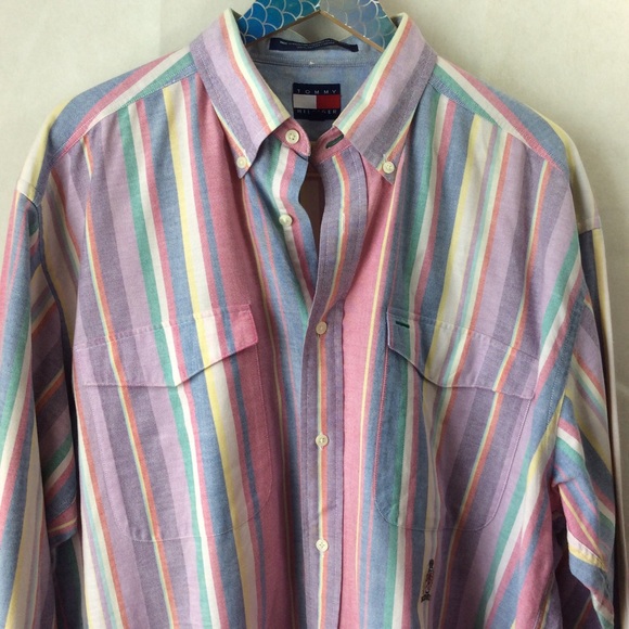 Tommy Hilfiger Other - Tommy Hilfiger Pastel Stripe Button Down Shirt L